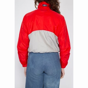Medium 80s Convertible Windbreaker Crossbody Bag Jacket Vintage Red Grey Half Zip Lightweight Pullover Jacket image 5