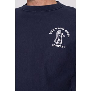 Medium Champion Reverse Weave The Wash Well Company Sweatshirt Y2K Navy Blue Funny Graphic Crewneck image 8