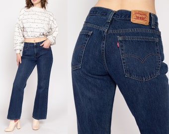 Medium 80s Levis 515 Dark Wash Denim Bootcut Jeans 30" | Vintage Levi's Mid Rise Flared Jeans