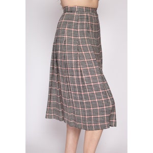 80s Houndstooth Pleated Midi Skirt Extra Small, 24 Vintage Micki Wool Blend High Waist Preppy Schoolgirl Skirt image 4