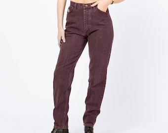 Vintage 90s Wrangler Plum Purple High Waisted Jeans - Small, 27" Waist | Denim Slim Straight Leg Mom Jeans