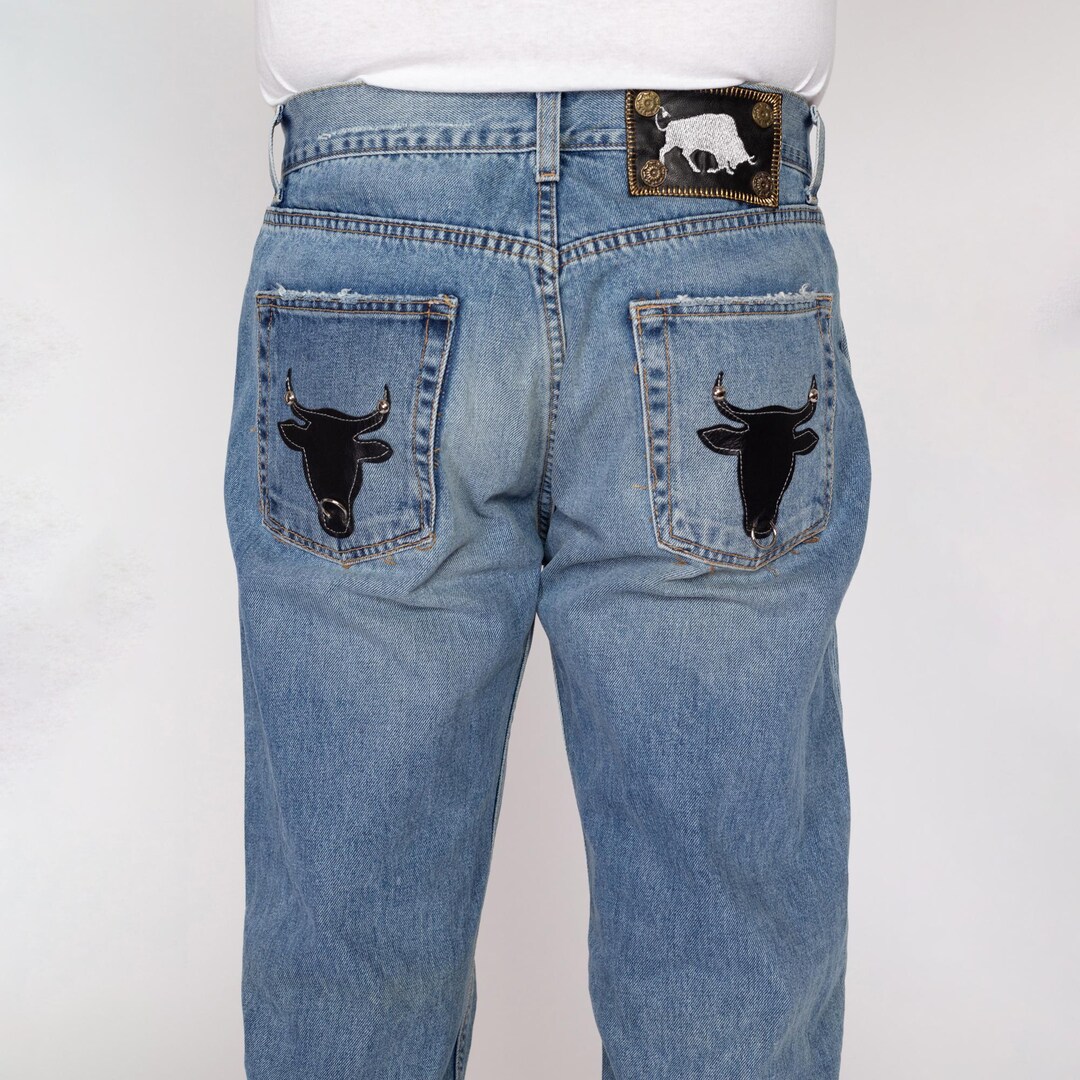 パンツ 00s cow leather pockets flared denim Y2K il_1080xN.6237495420_fpqr.jpg
