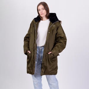Large 70s N3B Cold Weather Parka Coat Men&#39;s 42L | Vintage Hooded Fur Trim  Distressed Military Arctic Jacket
