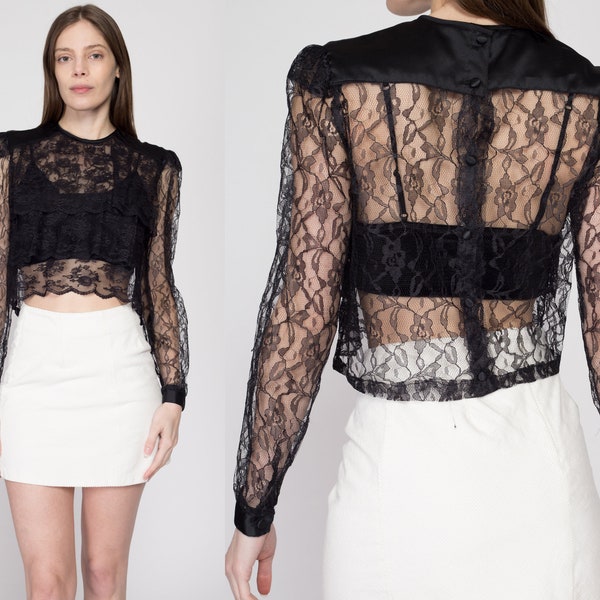sheer long sleeve button up - Black