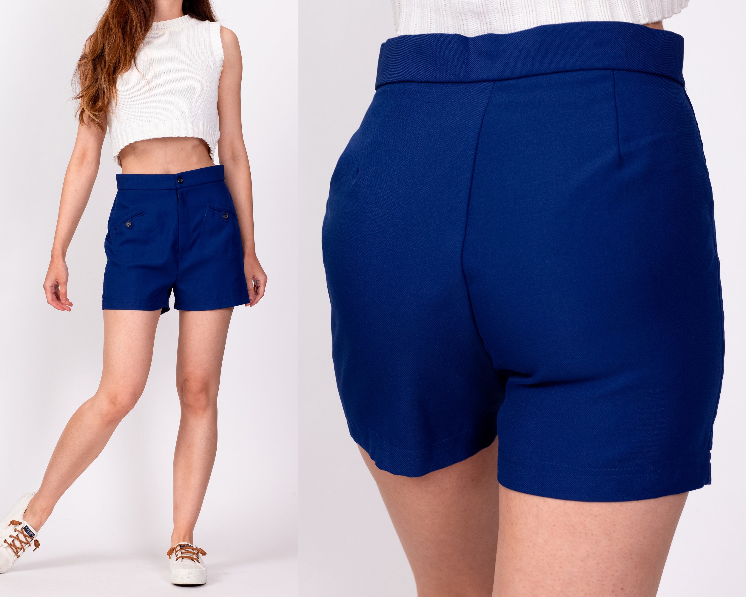 70s Royal Blue High Waisted Shorts XS to Petite Small - Etsy Canada