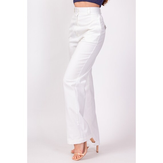 70s White High Waisted Trousers Extra Small, 23.7… - image 4