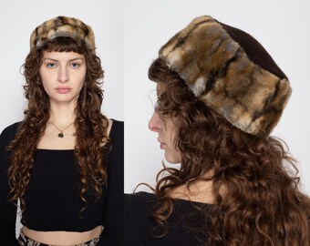 Vintage Dennis Basso Brown Faux Fur Winter Pillbox Hat NWT