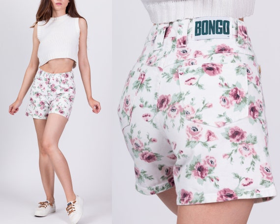 XS Vintage Bongo High Waisted Floral Jean Shorts … - image 1