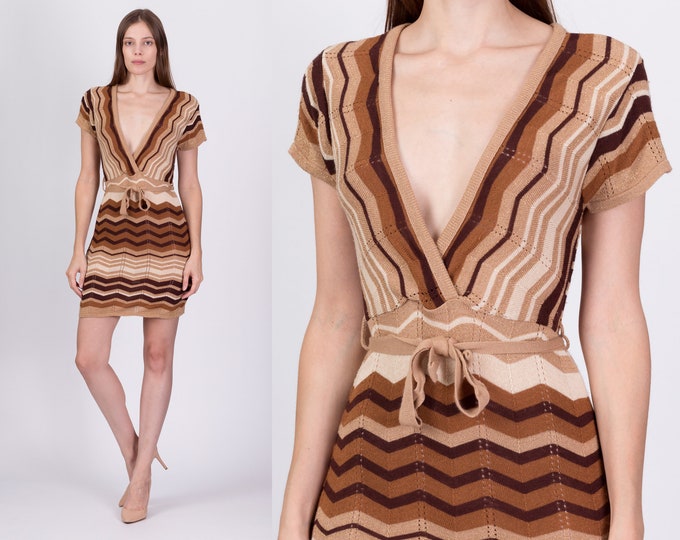 Crushed V-Neck Zig Dress main image 1