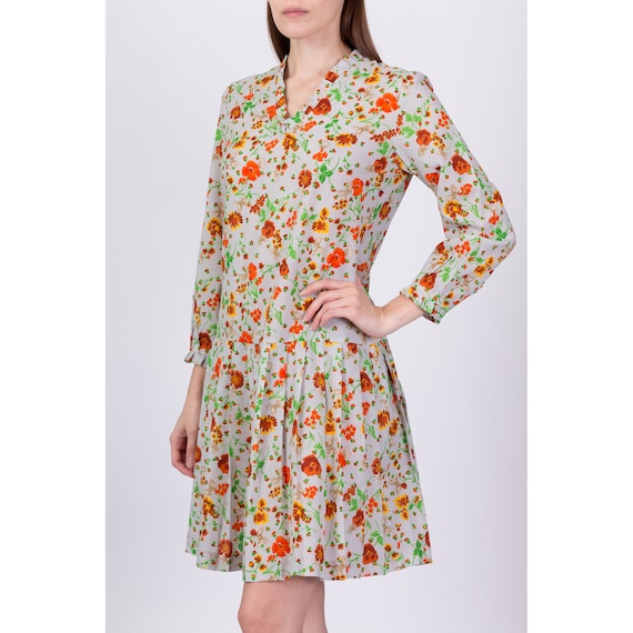 Medium 60s 70s Butterfly Floral Drop Waist Mini D… - image 4