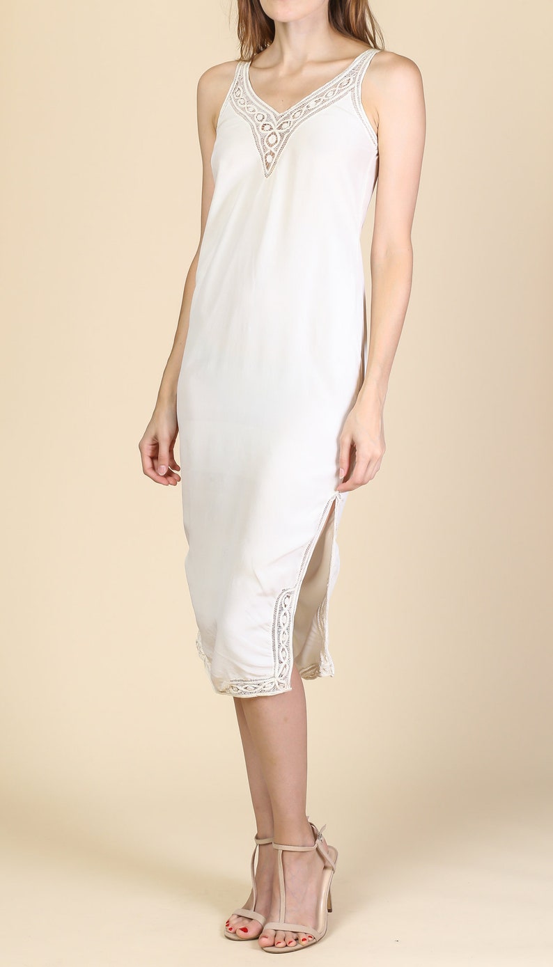 floor length white slip