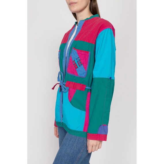 80s Nepalese Reversible Color Block Jacket - Larg… - image 4