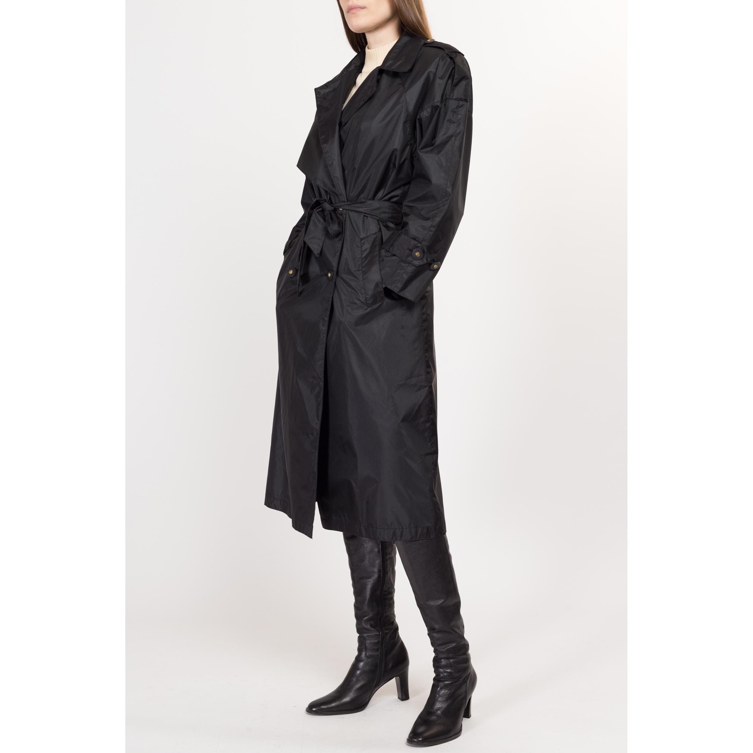 ジャケット・アウター SOPHNET. OVER SIZED COAT BLACK/L Medium 90s Shiny Black Belted Trench Rain Jacket | Vintage J