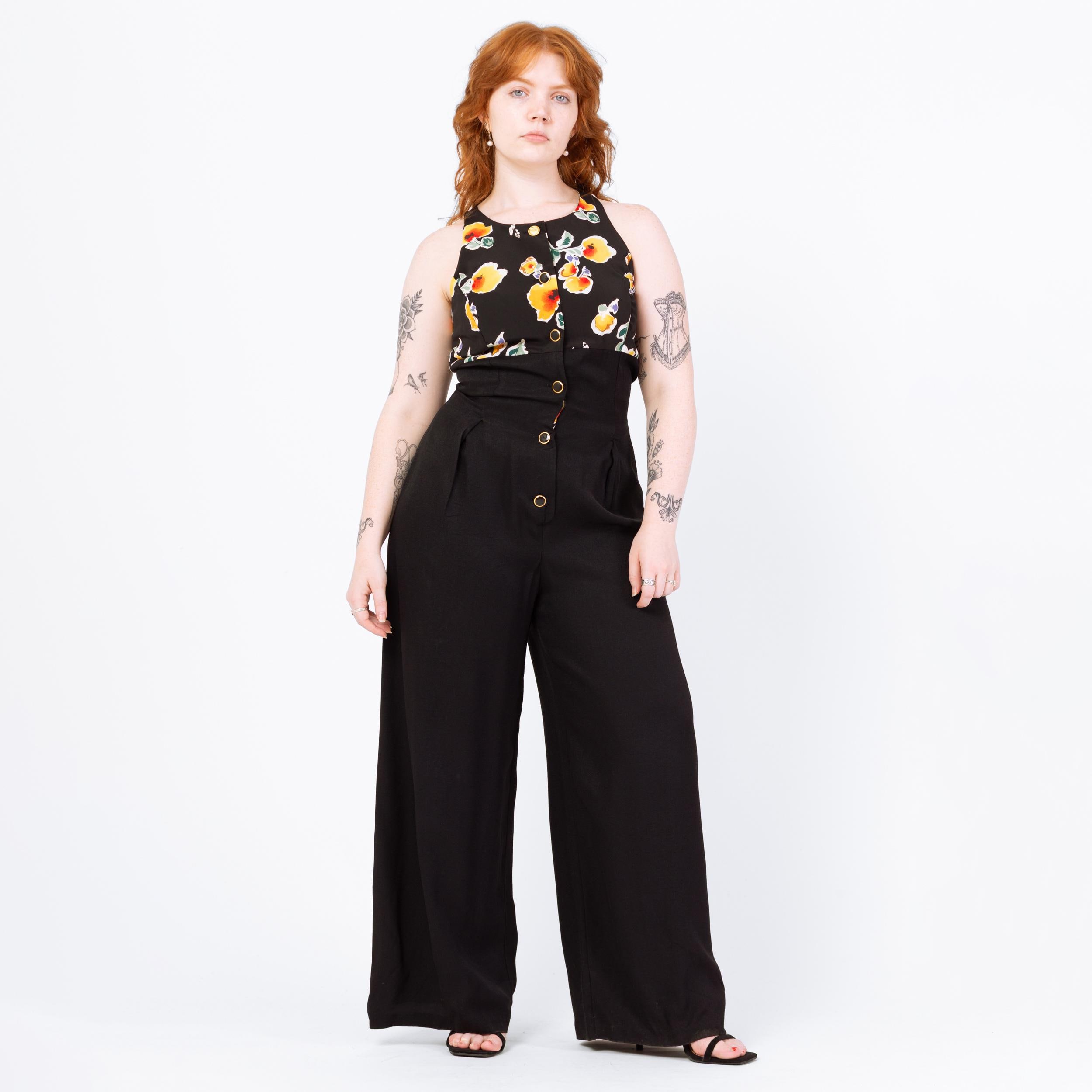 90s Floral Jumpsuit - Etsy
