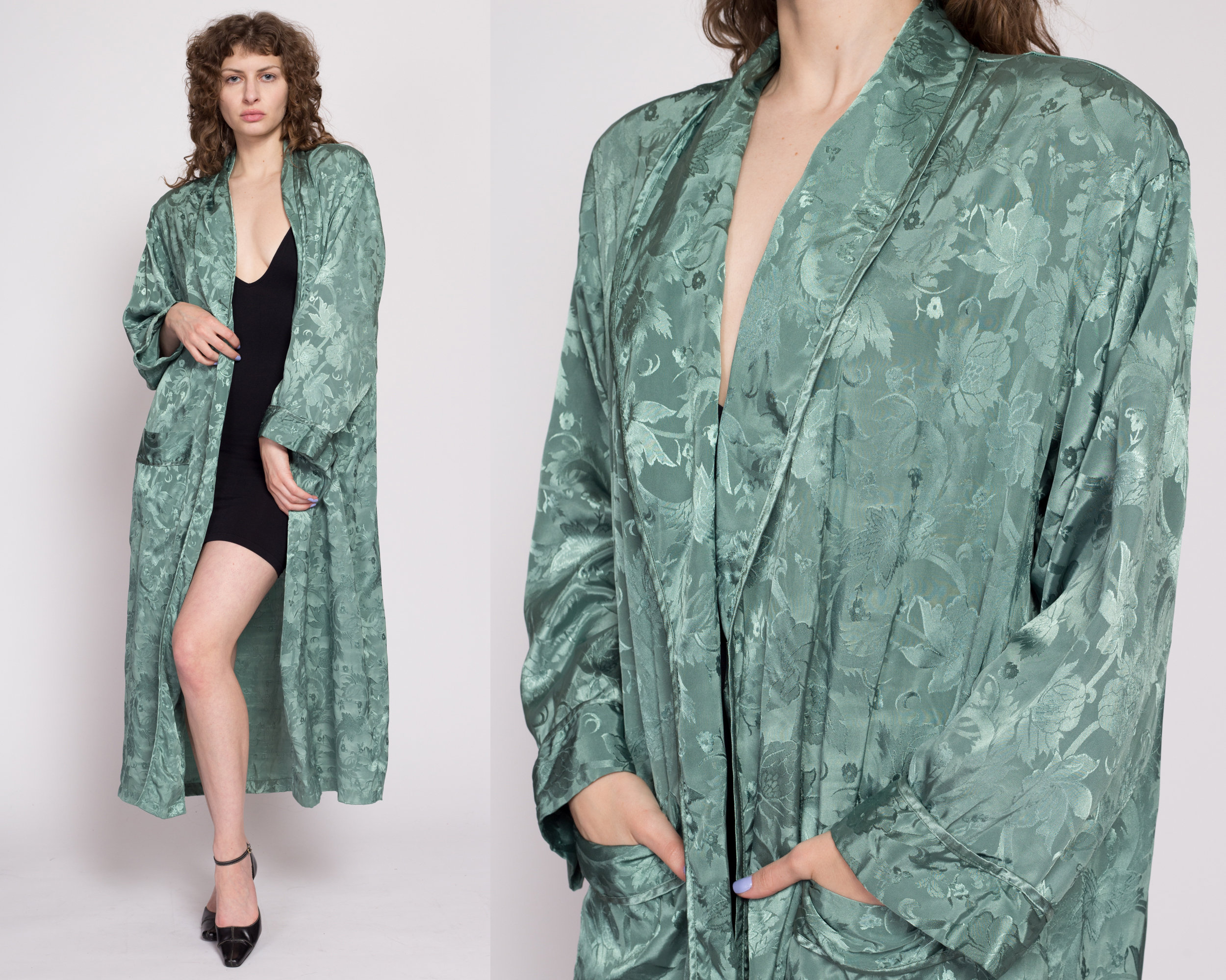 経典ブランド Secret Victoria's 90s Sage Robe Satin Jacquard Green ルームウェア・パジャマ