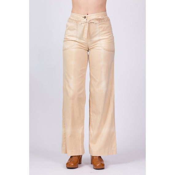 Small 70s Sun-Faded Khaki Trousers 27.5" | Vintag… - image 2