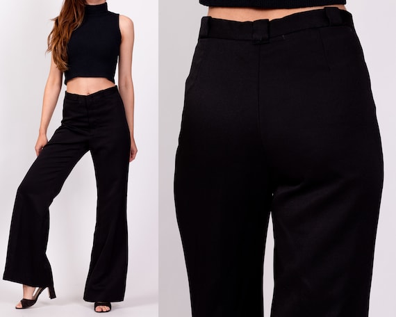 70s Black High Waisted Flared Pants Petite Small,… - image 1