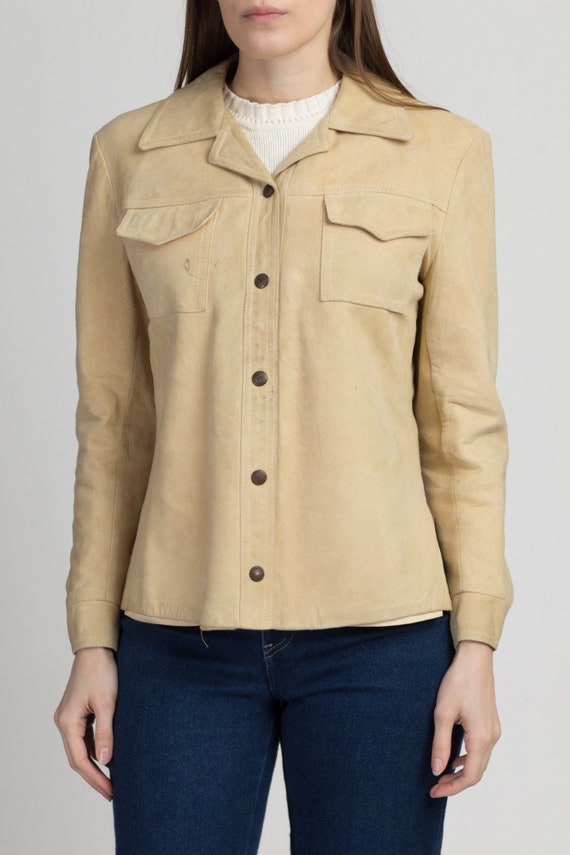 Vintage 60s Tan Suede Distressed Jacket Small | 1… - image 3