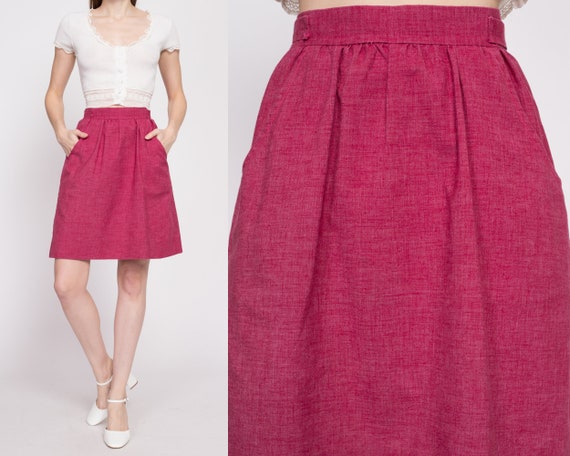1960s Magenta Pink Mini Skirt Small | Vintage 60s… - image 1
