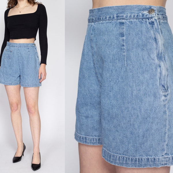 Medium 90s The Limited Denim Side Zip Shorts 28" | Vintage High Waisted Light Wash Jean Mom Shorts