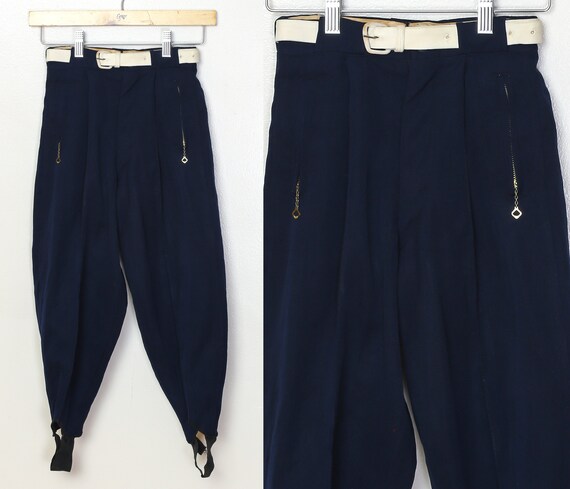 1940s Belted Stirrup Kids Ski Pants - Youth 7 | Vi