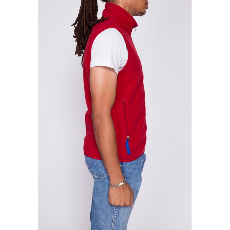 Small 90s Patagonia Synchilla Red Fleece Vest Vintage Zip Front Sleeveless Lightweight Jacket image 4