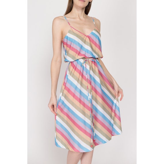 Small 70s Colorful Striped Midi Sundress | Vintag… - image 3