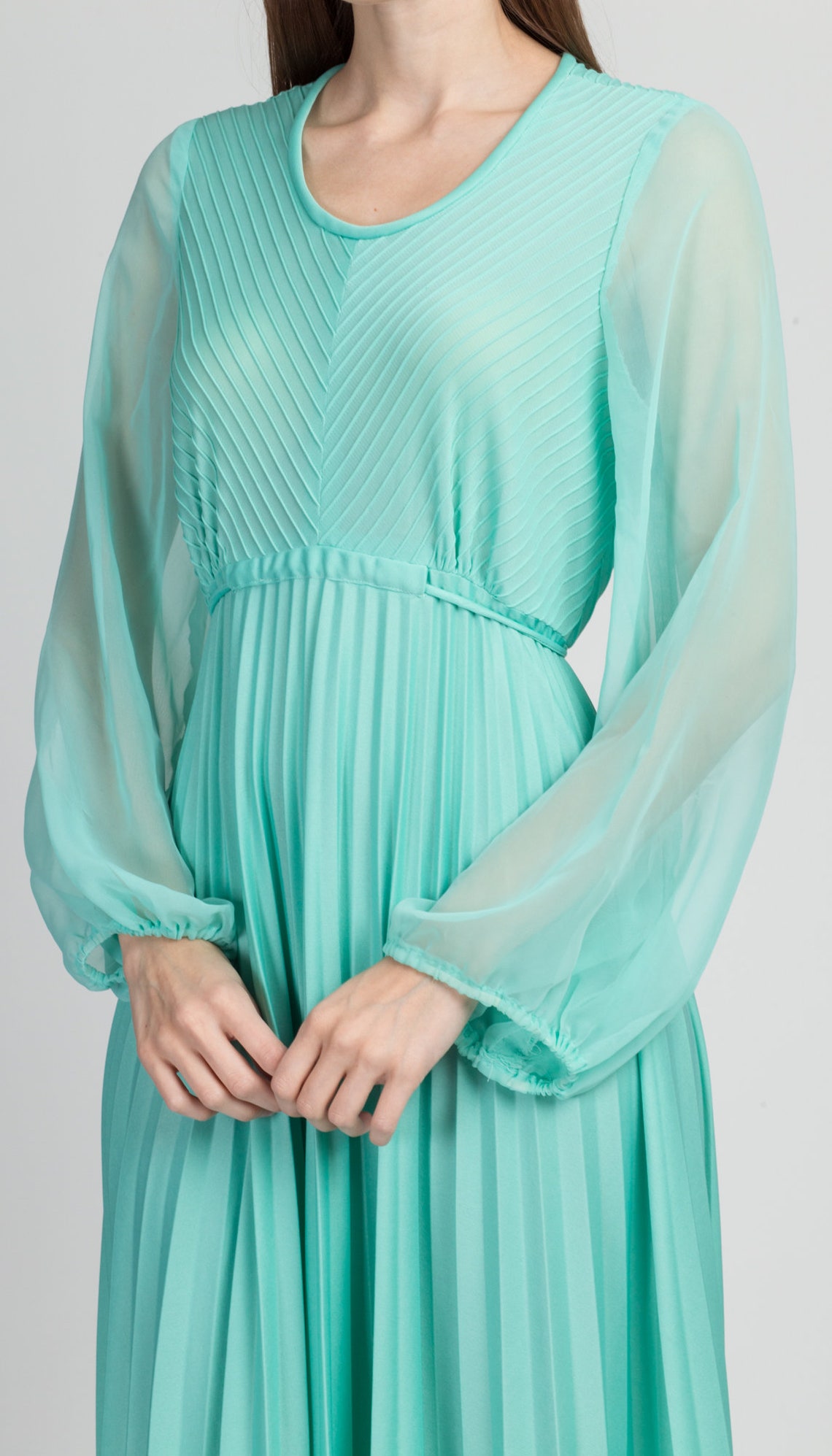 70er Jahre Seafoam Grünes Maxikleid Extra Großes Vintage | Etsy