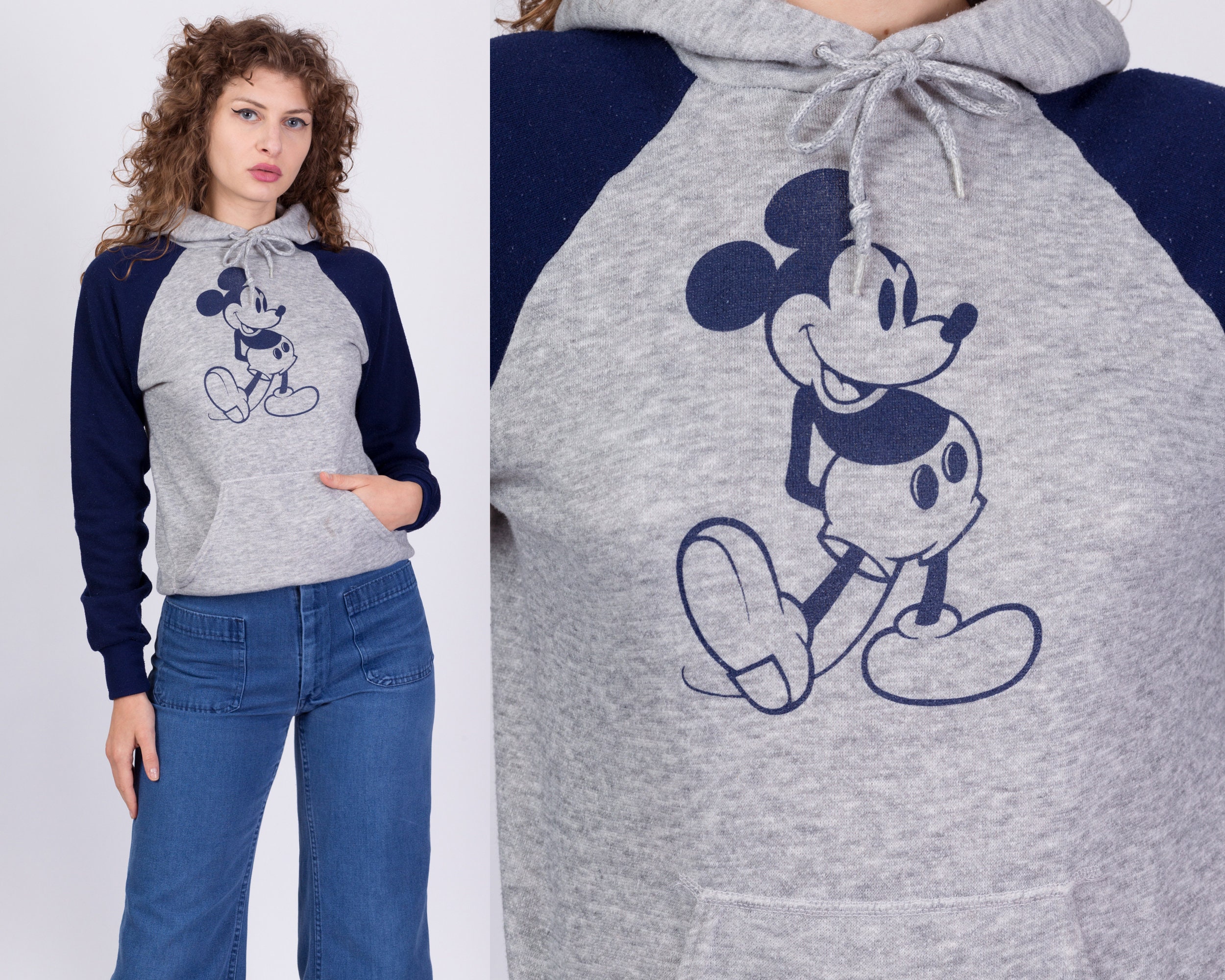 Lrg-XL Sweat-shirt Mickey Mouse des années 80 Homme Grand, Femme XL vintage  Heather Grey Raglan Sleeve Disney Cartoon Pull -  France
