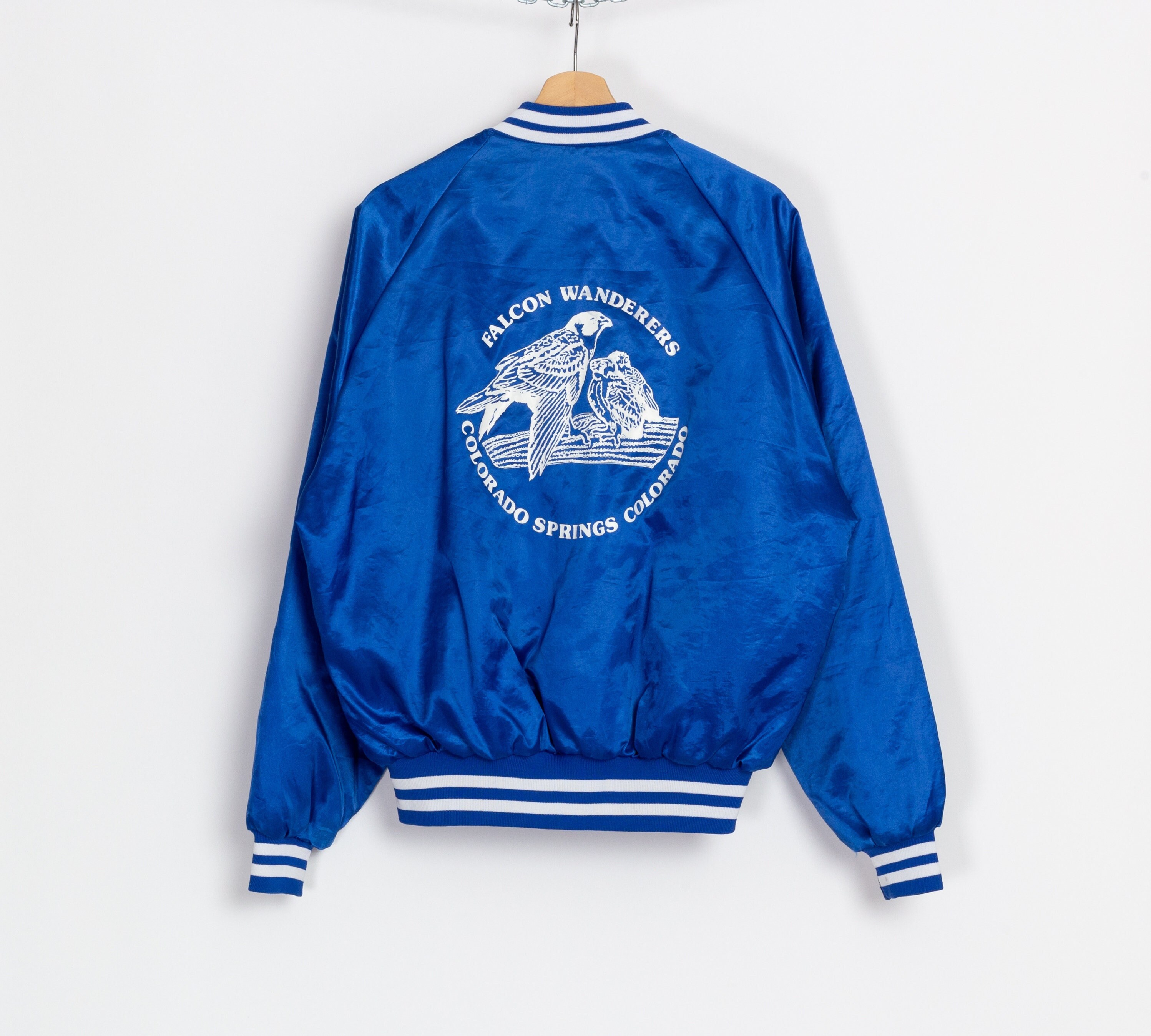 80s Falcon Wanderers Satin Bomber Jacket Men's Medium - Etsy