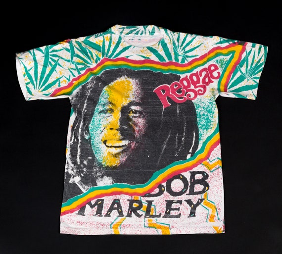 Vintage 90s Bob Marley T Shirt Medium Reggae Music All Over - Etsy ...