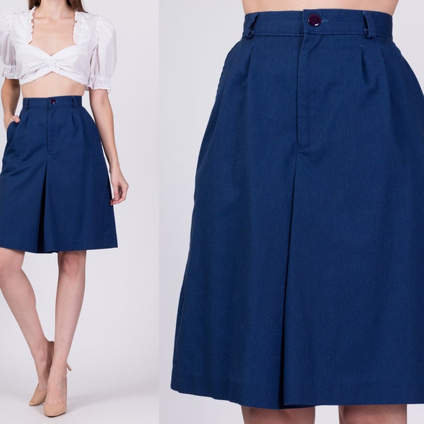 80s Blue High Waisted Culottes Small, 26" | Vintage High Waisted Skort Shorts