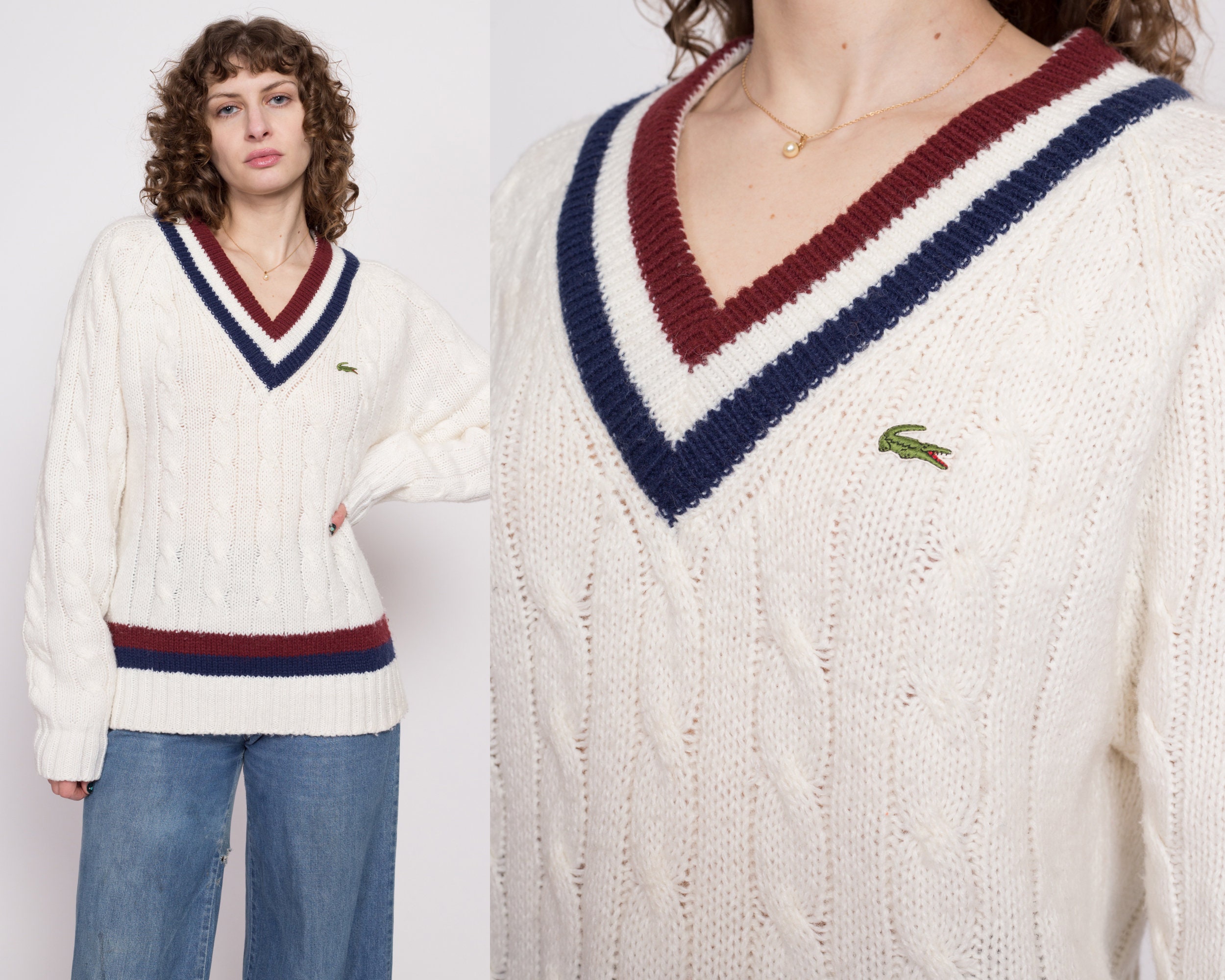 80s Izod Lacoste Cable Sweater Men's Large - Etsy