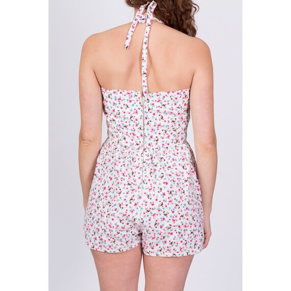 Sm-Med 1950s Novelty Print Halter Playsuit | Vint… - image 5