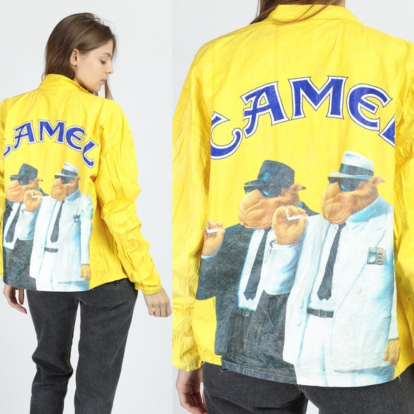 90s Tyvek Camel Jacket - Extra Large | Vintage Camel Cigarette Collectible Grunge Windbreaker