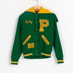 Green and yellow letterman jacket sale