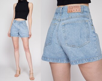 Petite Small 90s Esprit Jean Shorts 26" | Vintage Light Wash High Waisted Denim Shorts