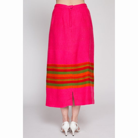 Medium 60s 70s Pink Striped Maxi Skirt 30" | Vint… - image 5