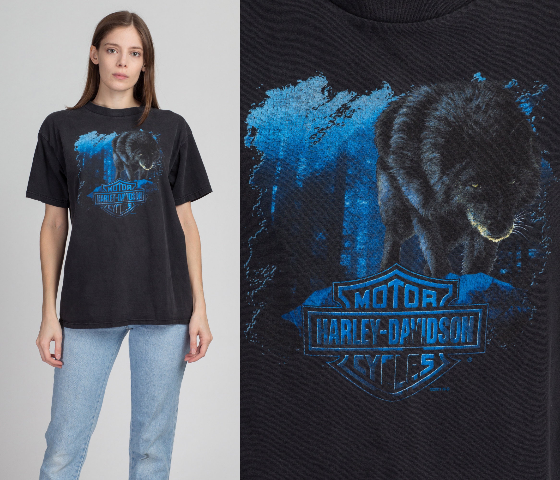 Vintage Harley Davidson Wolf T Shirt Men s Large 90s Y2K Reno