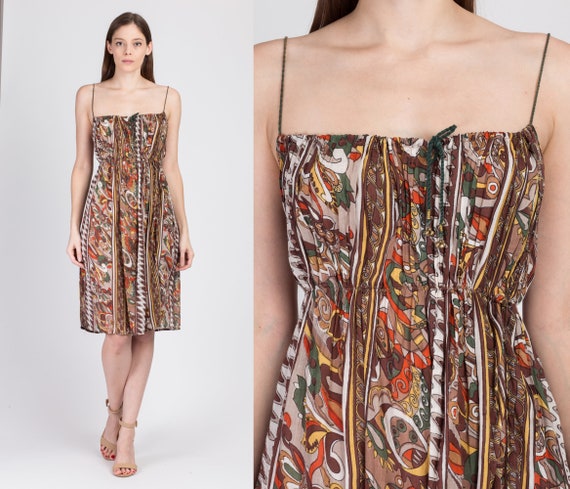 Boho Abstract Print Gauzy Mini Dress - Small to Me