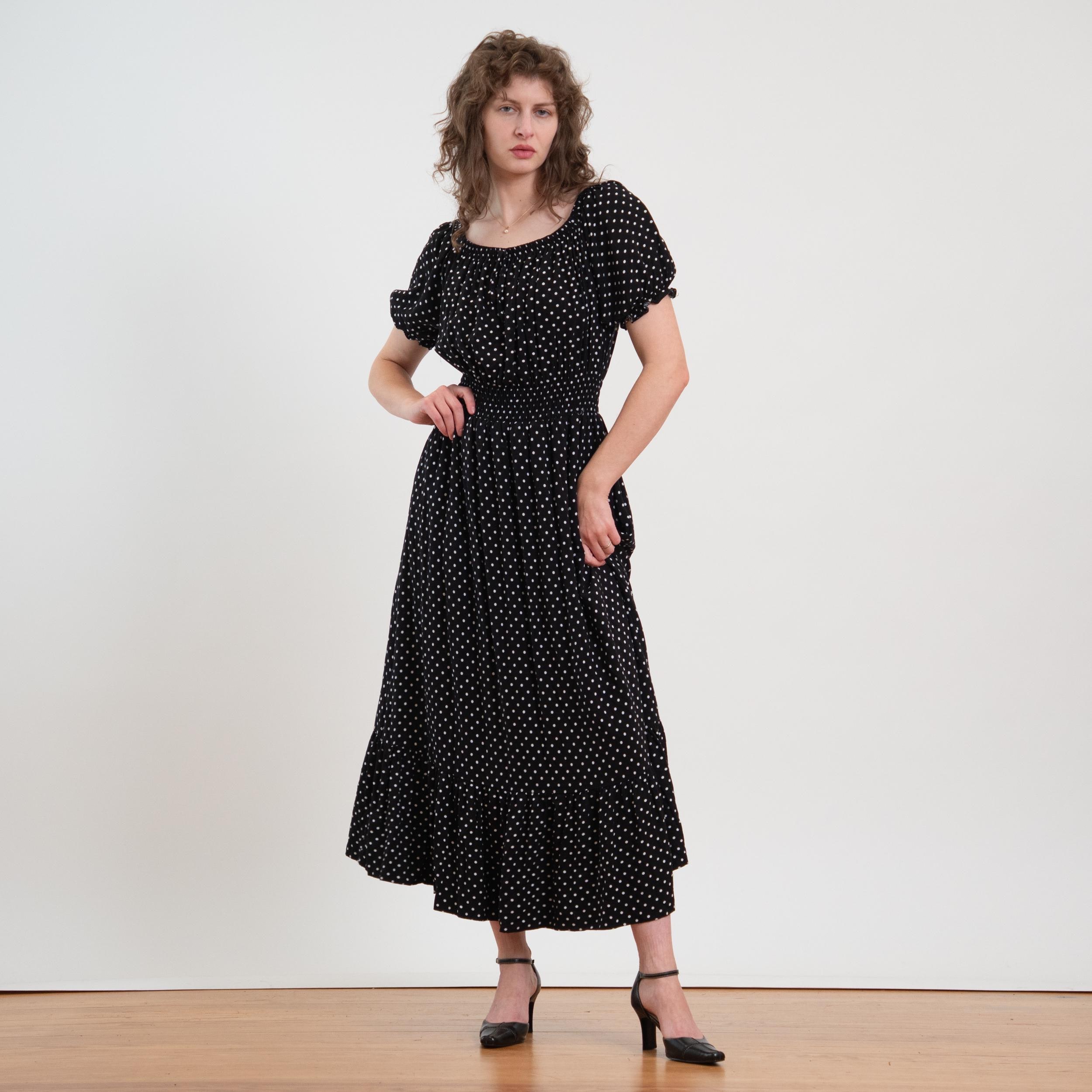 90s peasant dress 90's Easowa Women's 90s Retro minimalist satin dress peasant dress SIZE:FR 36
