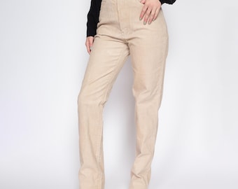 90s Jordache Tan Corduroy Pants Unisex - 33" Waist | Vintage High Waisted Tapered Leg Cords Trousers