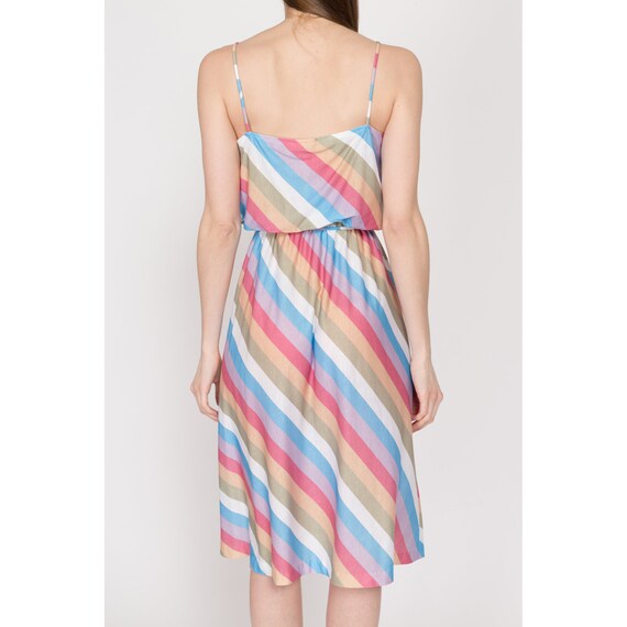 Small 70s Colorful Striped Midi Sundress | Vintag… - image 5