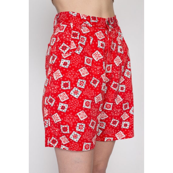XS 90s Red Bandana Print Shorts, 24.5" | Vintage … - image 4