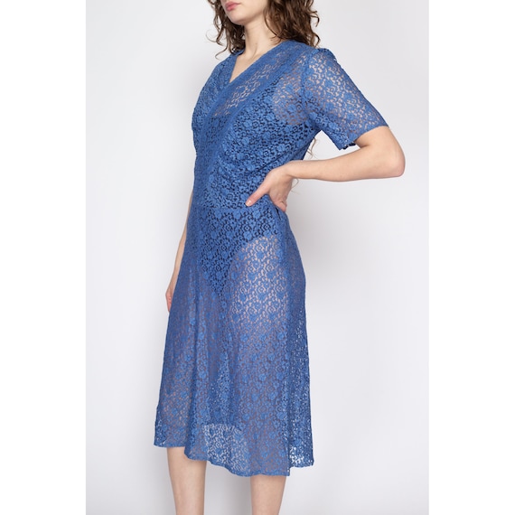 1940s Sheer Blue Lace Dress