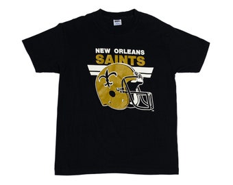 Small 80s New Orleans Saints T Shirt Unisex | Vintage NFL Football Black Graphic Tee