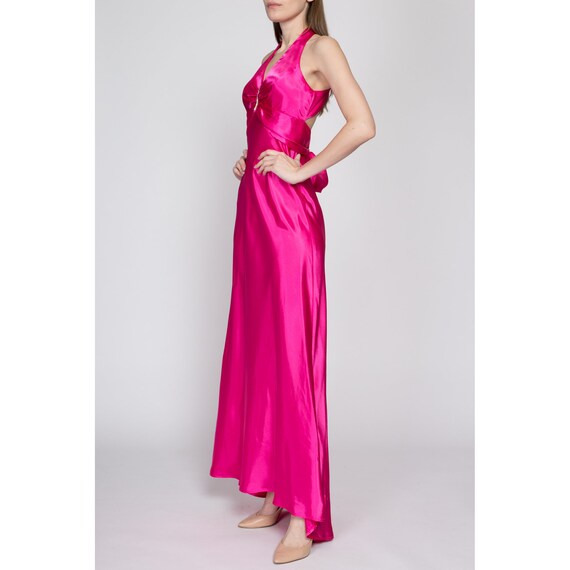 Sm-Med 90s Hot Pink Satin Backless Evening Gown |… - image 4