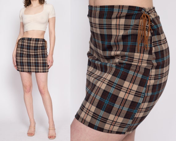 Plaid fitted top mini skirt