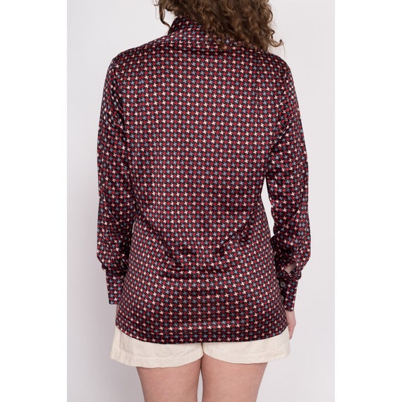 70s Givenchy For Chesa Satin Houndstooth Shirt Me… - image 5