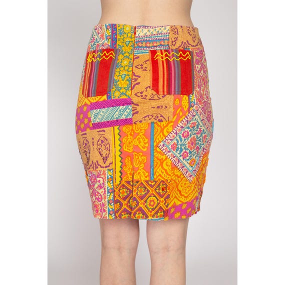 Vintage 90s Patchwork Print Mini Pencil Skirt - V… - image 6